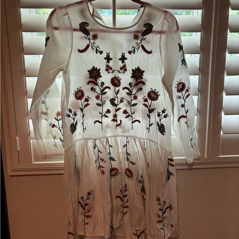 Zara White Dress With Flower Embroidery - image 3
